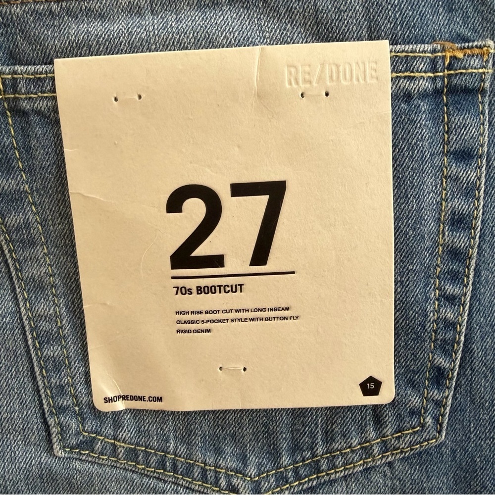 RE/DONE 70s bootcut jeans denim crystal blue Classic flares pants NWT 27 - Picture 9 of 12